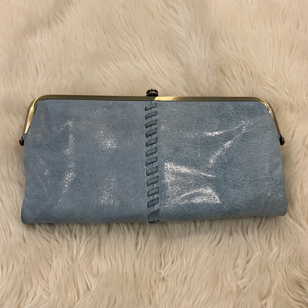 HOBO Lauren Clutch Wallet in light blue. EUC, only used a few times.